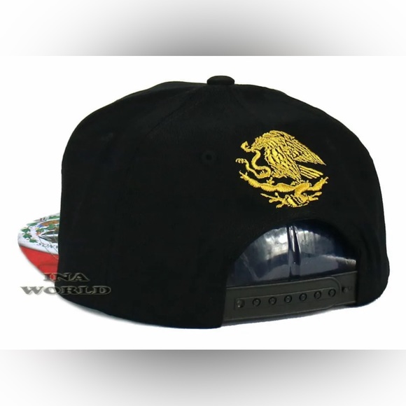 MEXICAN MEXICO Hat Gold Federal Logo Eagle Flag Flat Bill Snapback Baseball Cap - Picture 5 of 7